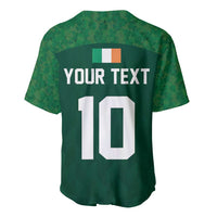 Green back rugby baseball jersey with Irish flag patch, YOUR TEXT, number 10