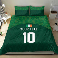Green bedding set featuring 'YOUR TEXT' and large '10' on the duvet