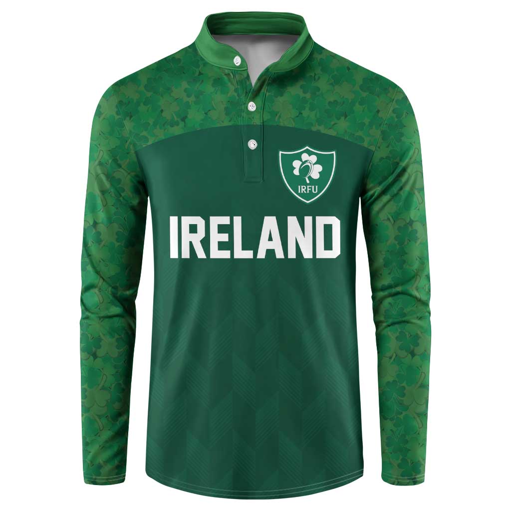 Custom Ireland Rugby Go Shamrocks Button Sweatshirt - Wonder Print Shop