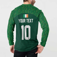 Green rugby button sweatshirt back view with YOUR TEXT and number 10