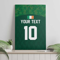 Green canvas wall art with shamrock print, 'YOUR TEXT' and bold '10' on center.