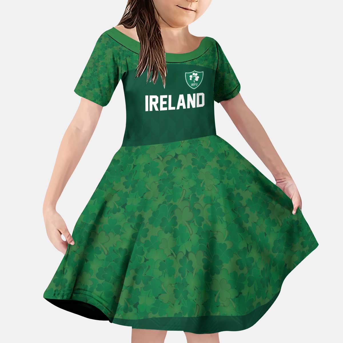 Custom Ireland Rugby Go Shamrocks Kid Short Sleeve Dress - Wonder Print Shop