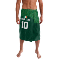 Green rugby wrap skirt with elastic waistband and printed number 10 at front