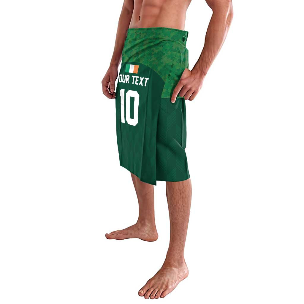 Green rugby wrap skirt with printed number 10 and front draped panel