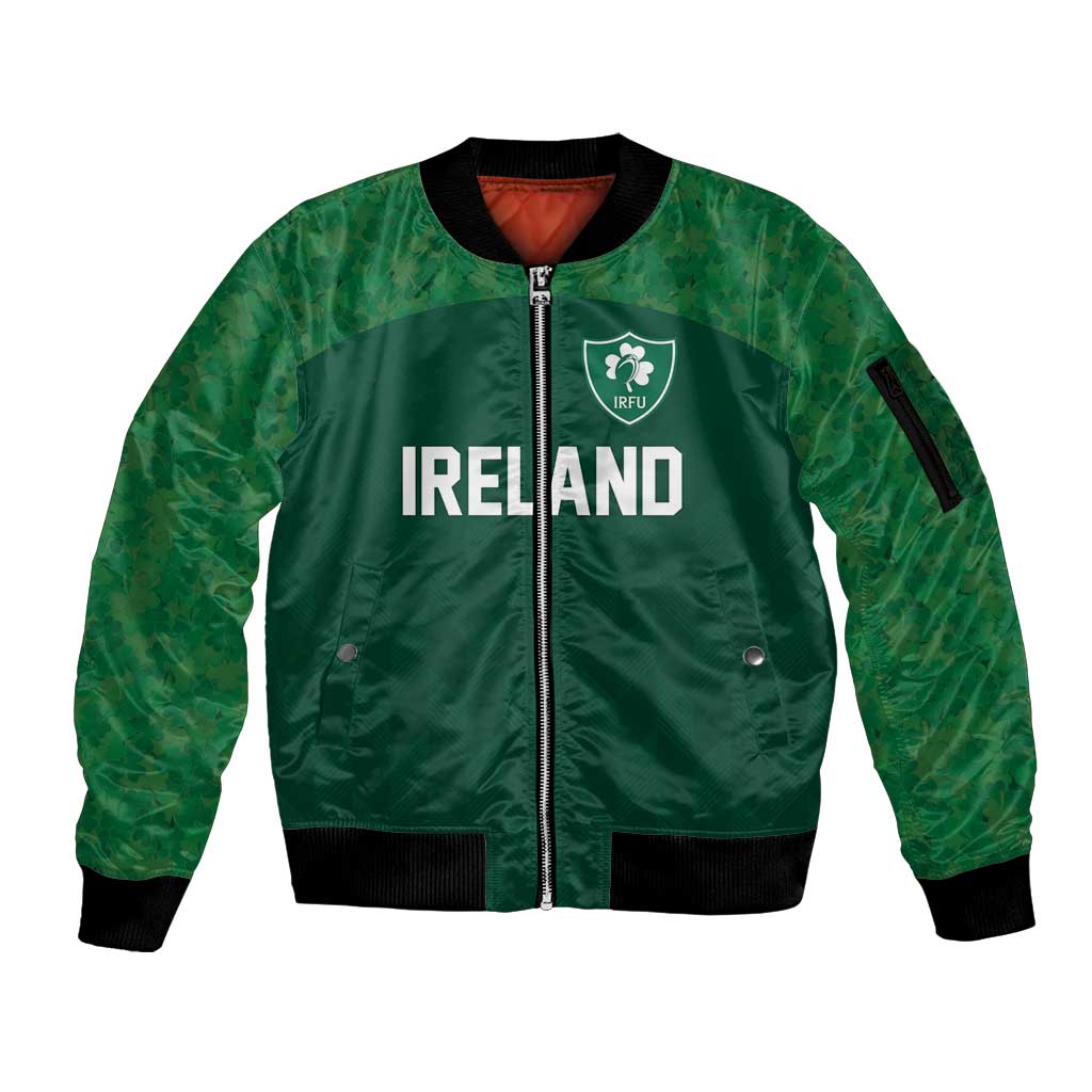 Custom Ireland Rugby Go Shamrocks Sleeve Zip Bomber Jacket