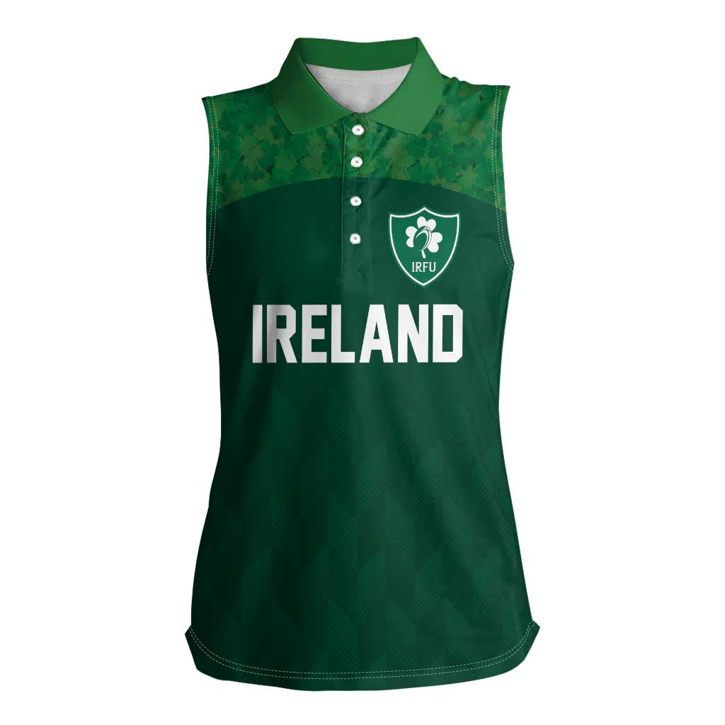 Custom Ireland Rugby Go Shamrocks Women Sleeveless Polo Shirt