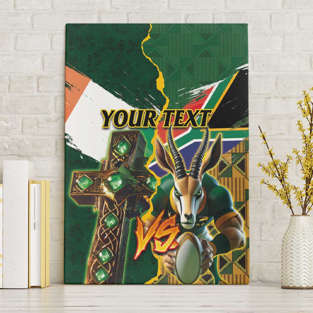 Personalized South Africa Versus Ireland Rugby Canvas Wall Art The Springbok Mascot and Celtic Cross Together - Wonder Print Shop