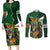 Personalized South Africa Versus Ireland Rugby Couples Matching Long Sleeve Bodycon Dress and Long Sleeve Button Shirt The Springbok Mascot and Celtic Cross Together - Wonder Print Shop