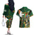 Personalized South Africa Versus Ireland Rugby Couples Matching Off The Shoulder Long Sleeve Dress and Hawaiian Shirt The Springbok Mascot and Celtic Cross Together - Wonder Print Shop