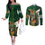 Personalized South Africa Versus Ireland Rugby Couples Matching Off The Shoulder Long Sleeve Dress and Long Sleeve Button Shirt The Springbok Mascot and Celtic Cross Together