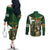 Personalized South Africa Versus Ireland Rugby Couples Matching Off The Shoulder Long Sleeve Dress and Long Sleeve Button Shirt The Springbok Mascot and Celtic Cross Together