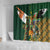 Personalized South Africa Versus Ireland Rugby Shower Curtain The Springbok Mascot and Celtic Cross Together