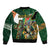 Personalized South Africa Versus Ireland Rugby Sleeve Zip Bomber Jacket The Springbok Mascot and Celtic Cross Together