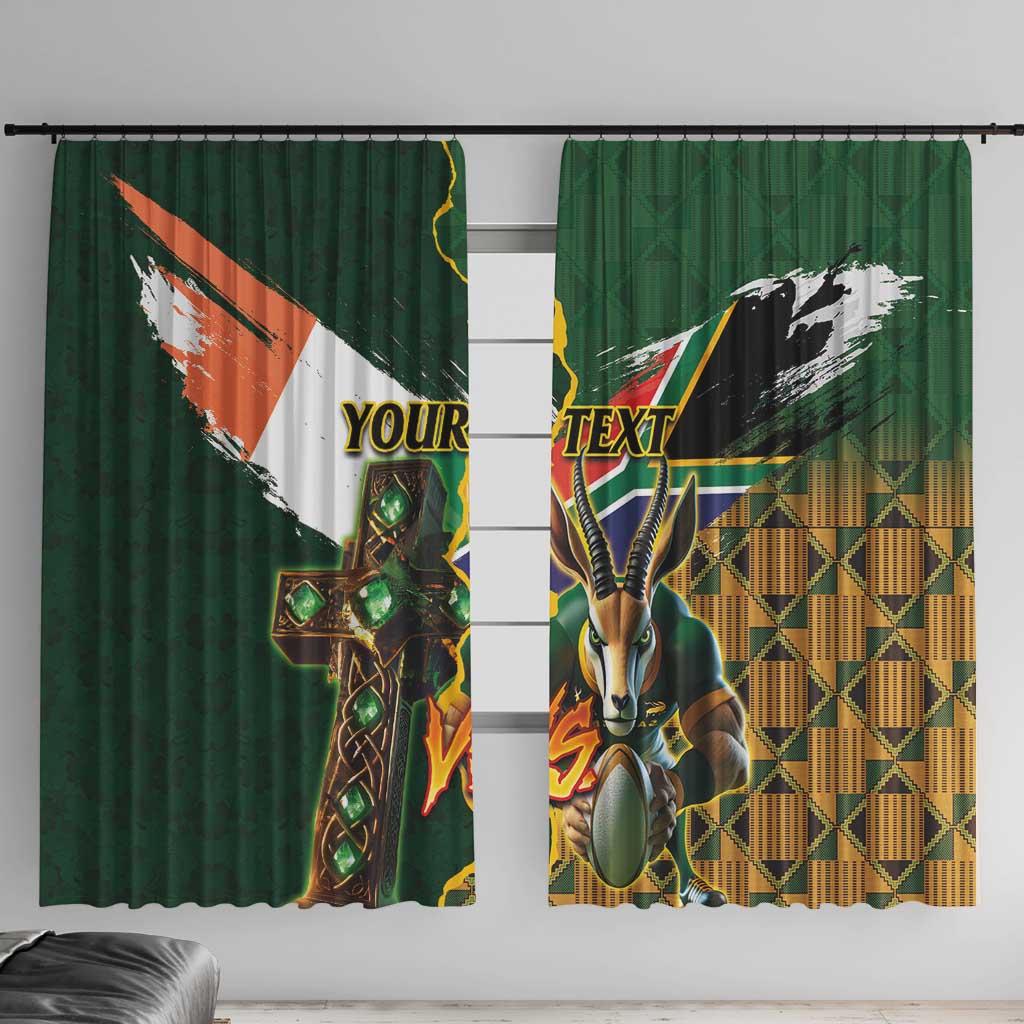 Personalized South Africa Versus Ireland Rugby Window Curtain The Springbok Mascot and Celtic Cross Together