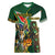 Personalized South Africa Versus Ireland Rugby Women V-Neck T-Shirt The Springbok Mascot and Celtic Cross Together