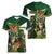 Personalized South Africa Versus Ireland Rugby Women V-Neck T-Shirt The Springbok Mascot and Celtic Cross Together