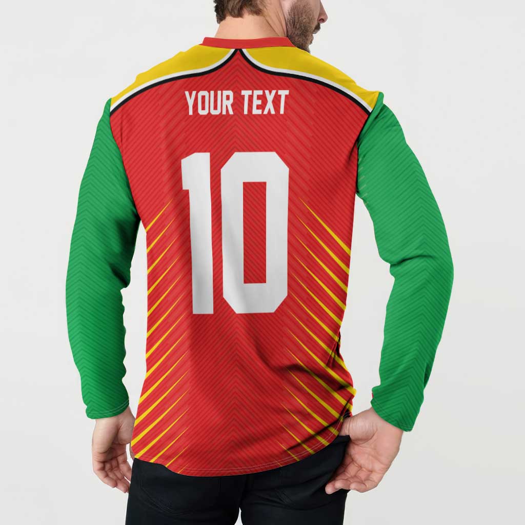 Custom Guyana Cricket Amazon Warriors Button Sweatshirt Green Red Gold Glory - Wonder Print Shop