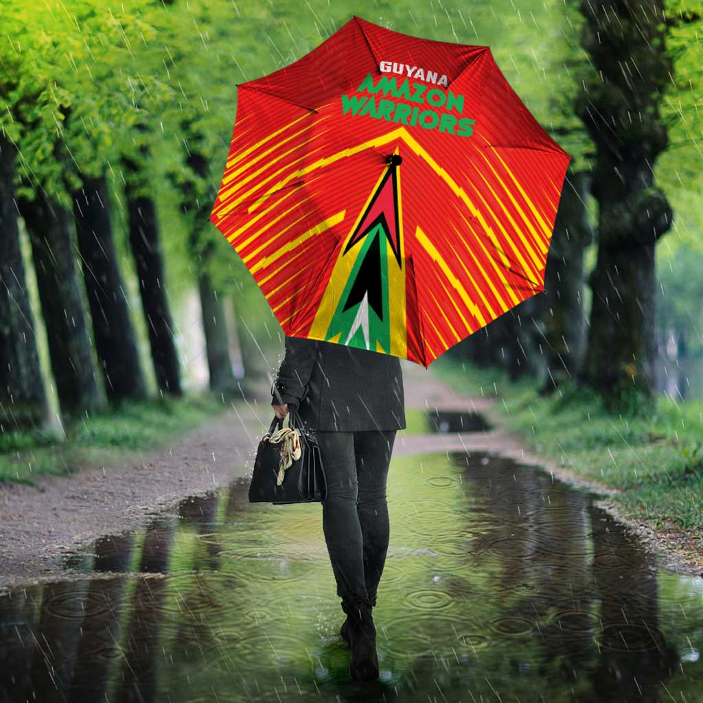Guyana Cricket Amazon Warriors Umbrella Green Red Gold Glory - Wonder Print Shop
