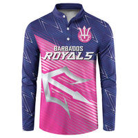 Custom Barbados Cricket Royals Button Sweatshirt Sporty Style with Trident Symbol - Wonder Print Shop
