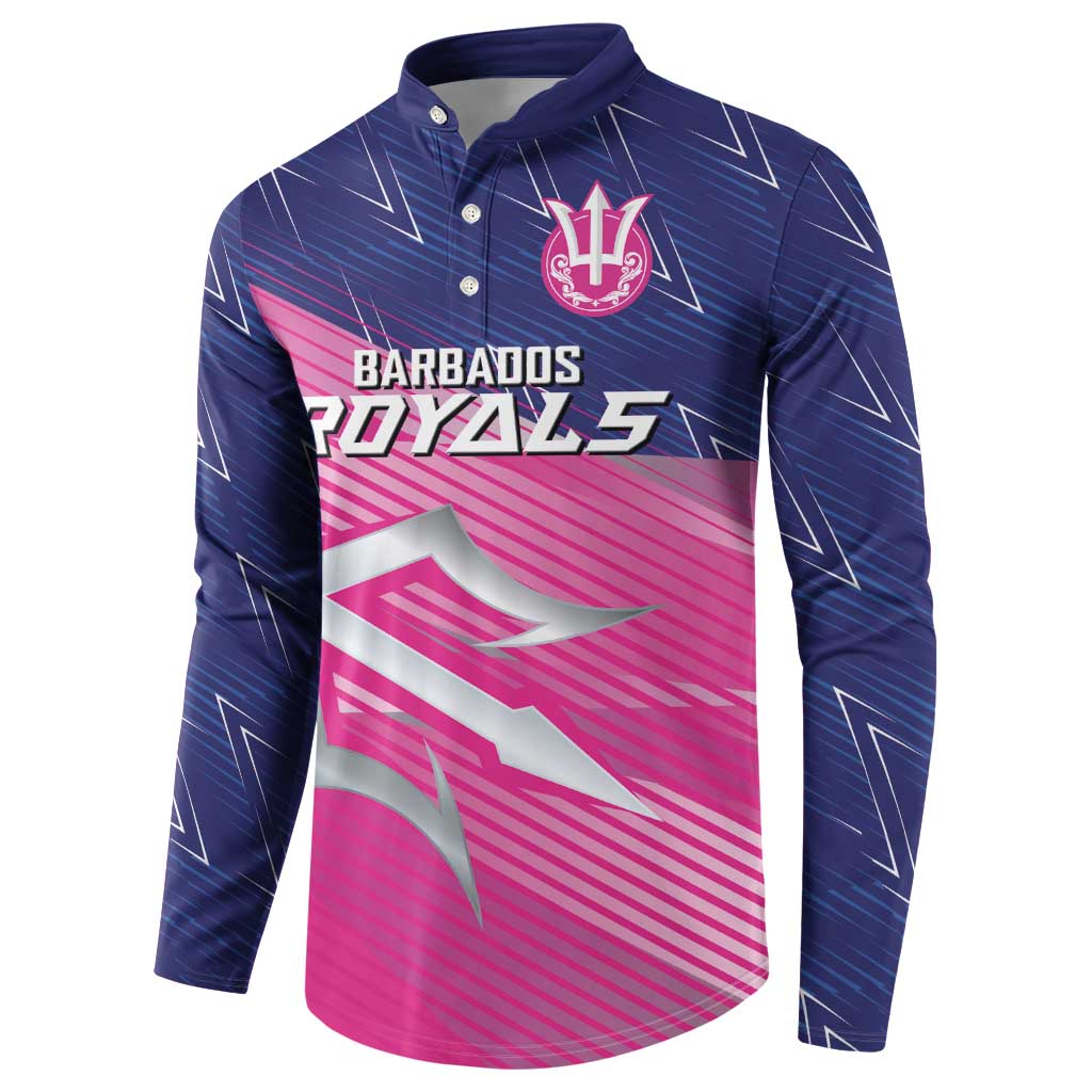 Custom Barbados Cricket Royals Button Sweatshirt Sporty Style with Trident Symbol - Wonder Print Shop