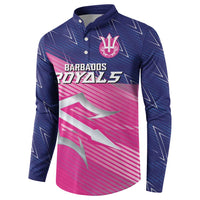 Custom Barbados Cricket Royals Button Sweatshirt Sporty Style with Trident Symbol - Wonder Print Shop