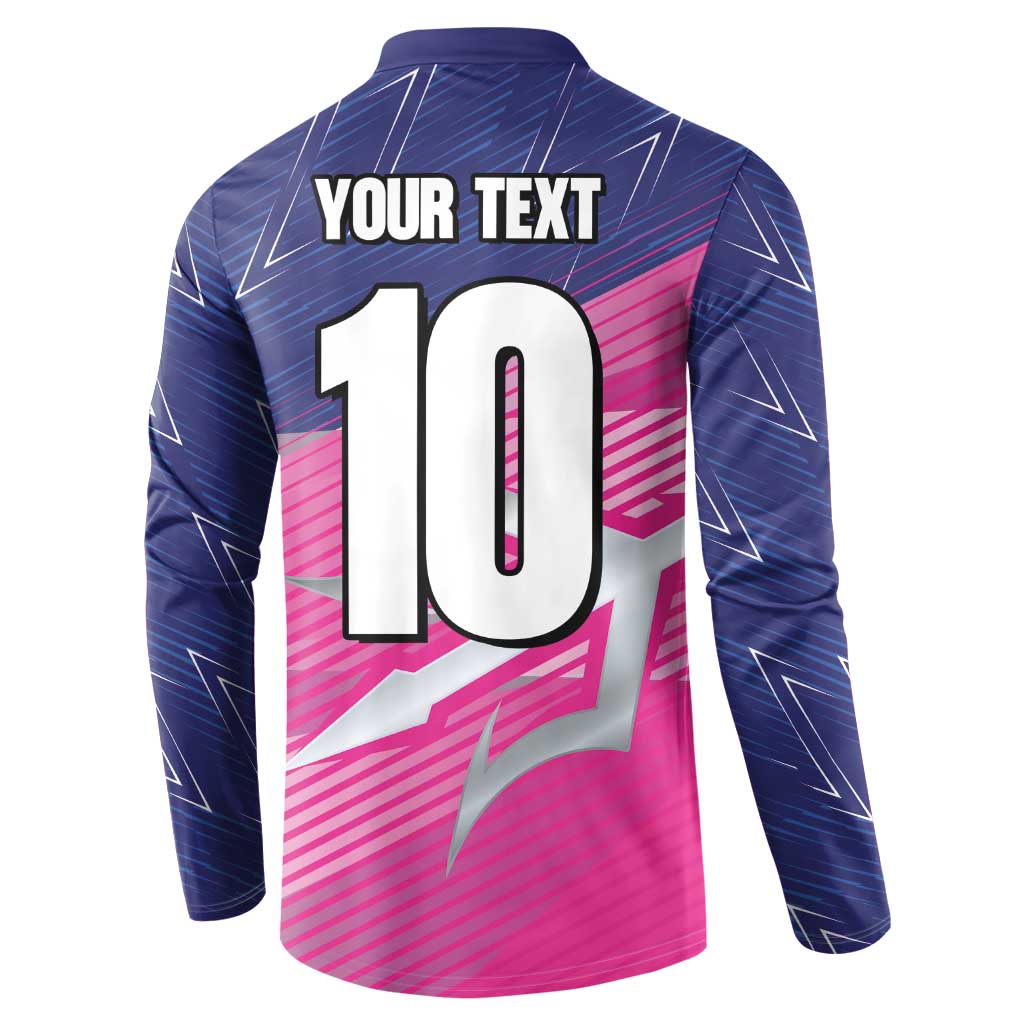 Custom Barbados Cricket Royals Button Sweatshirt Sporty Style with Trident Symbol - Wonder Print Shop
