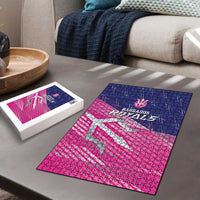 Barbados Royals jigsaw puzzle with matching box, pink and blue trident crest