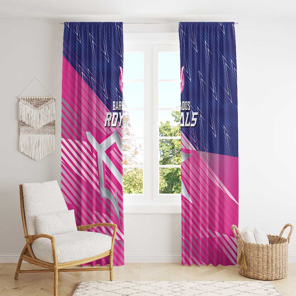 Pink and navy Royals cricket curtain panels hanging side by side