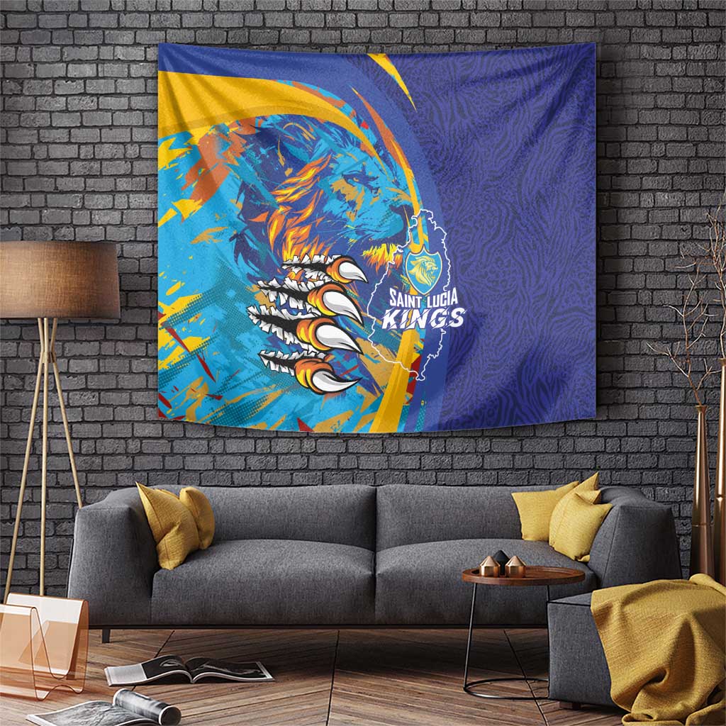 Saint Lucia Cricket Kings Tapestry Power Lions of Caribbean - Wonder Print Shop