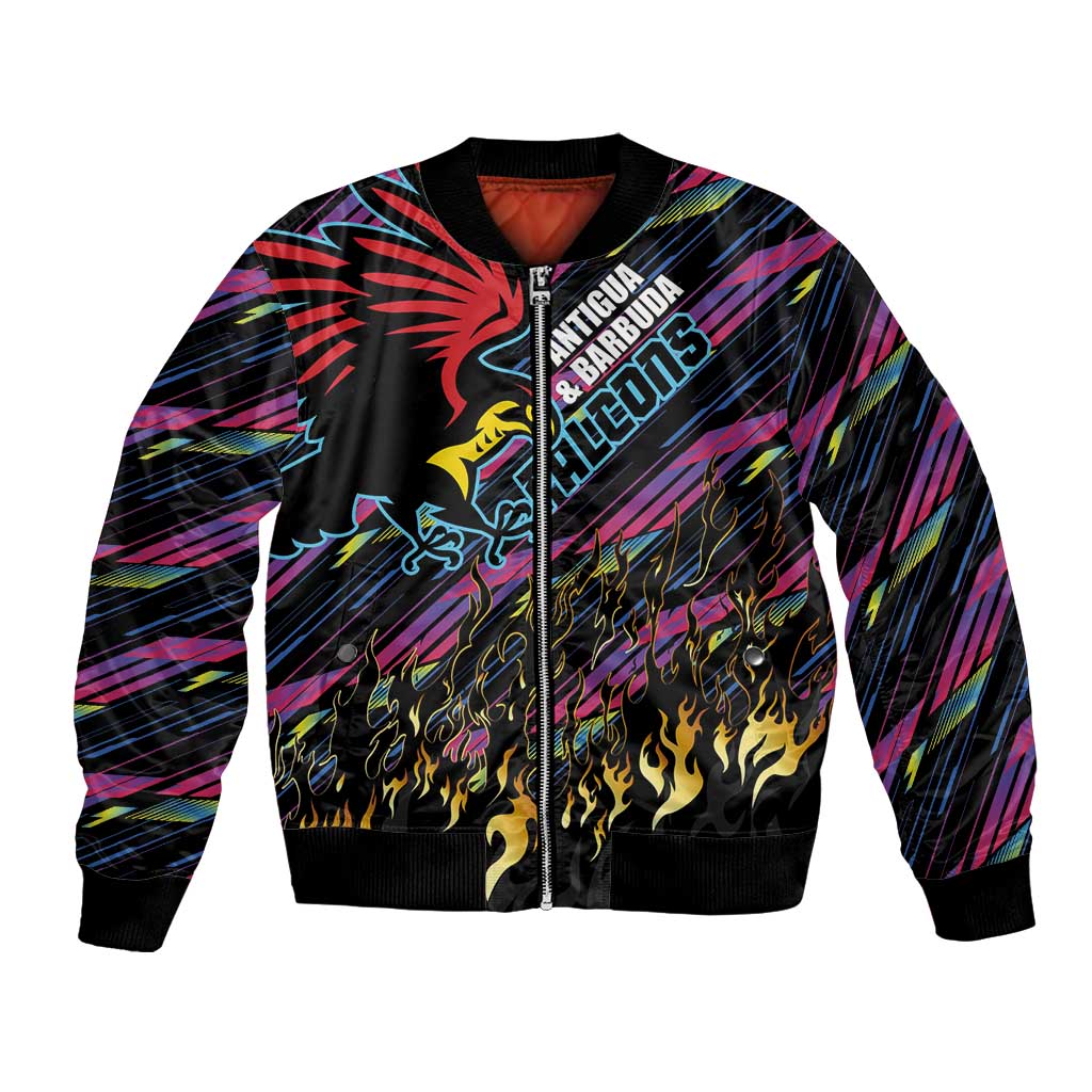 Custom Antigua & Barbuda Cricket Falcons Bomber Jacket Through The Fire - Wonder Print Shop