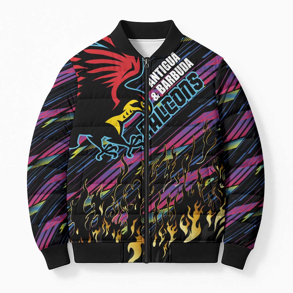 Custom Antigua & Barbuda Cricket Falcons Bomber Puffer Jacket Through The Fire - Wonder Print Shop