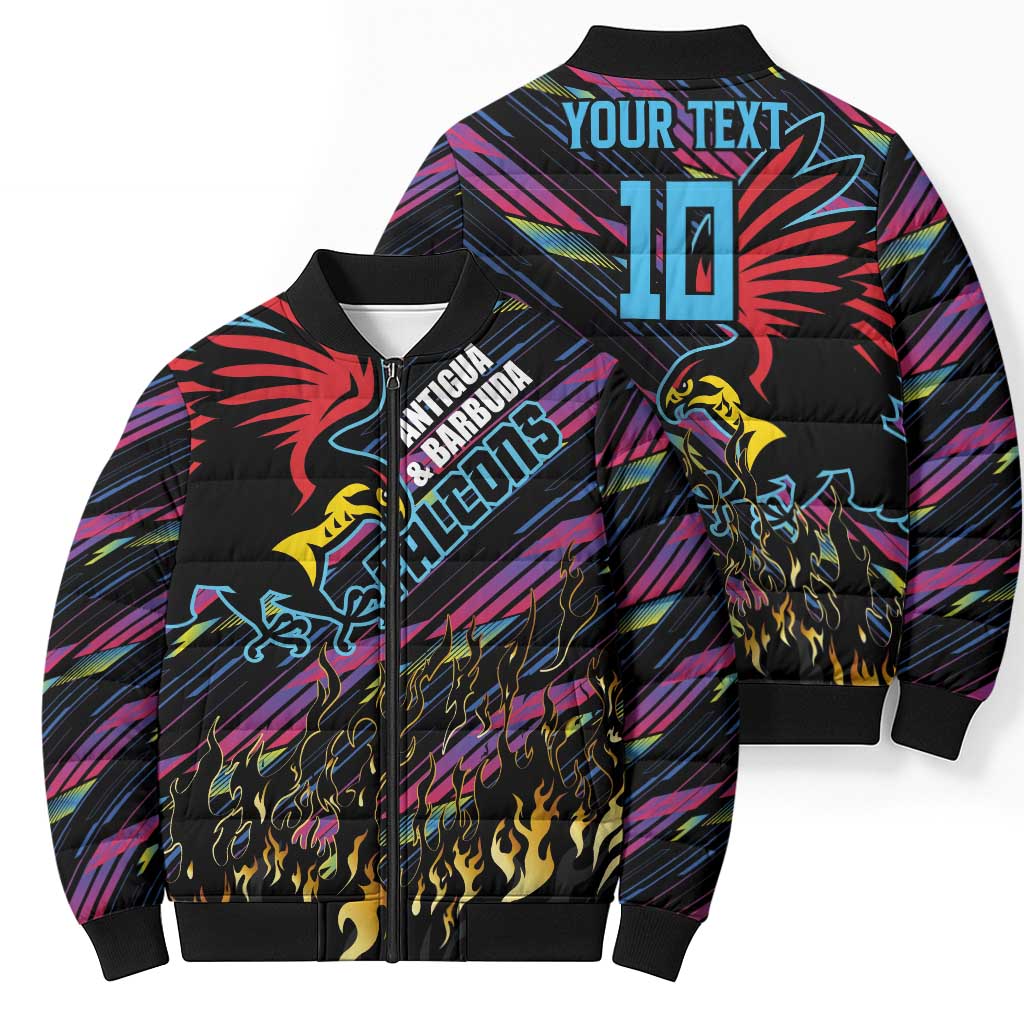 Custom Antigua & Barbuda Cricket Falcons Bomber Puffer Jacket Through The Fire - Wonder Print Shop