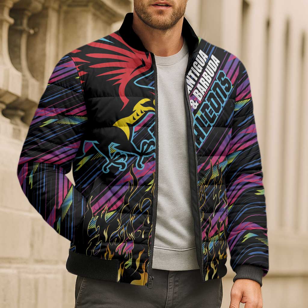 Custom Antigua & Barbuda Cricket Falcons Bomber Puffer Jacket Through The Fire - Wonder Print Shop