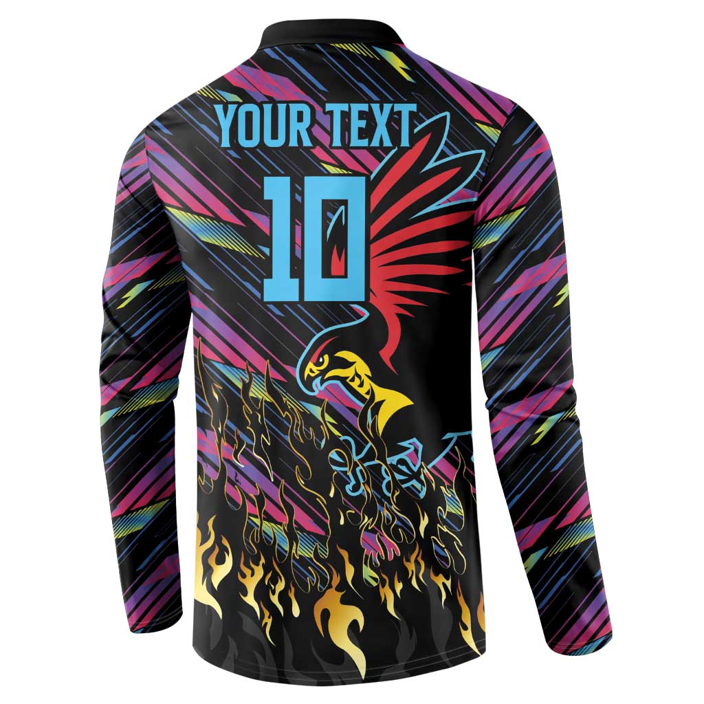 Custom Antigua & Barbuda Cricket Falcons Button Sweatshirt Through The Fire - Wonder Print Shop