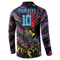 Custom Antigua & Barbuda Cricket Falcons Button Sweatshirt Through The Fire - Wonder Print Shop
