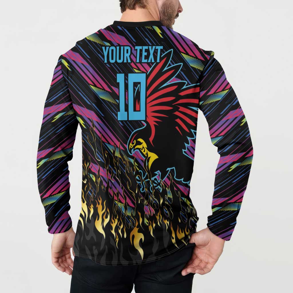 Custom Antigua & Barbuda Cricket Falcons Button Sweatshirt Through The Fire - Wonder Print Shop