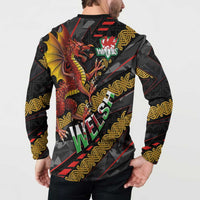 Welsh Celtic Button Sweatshirt Wales Y Ddraig Goch with Celtic Knot Sporty - Wonder Print Shop