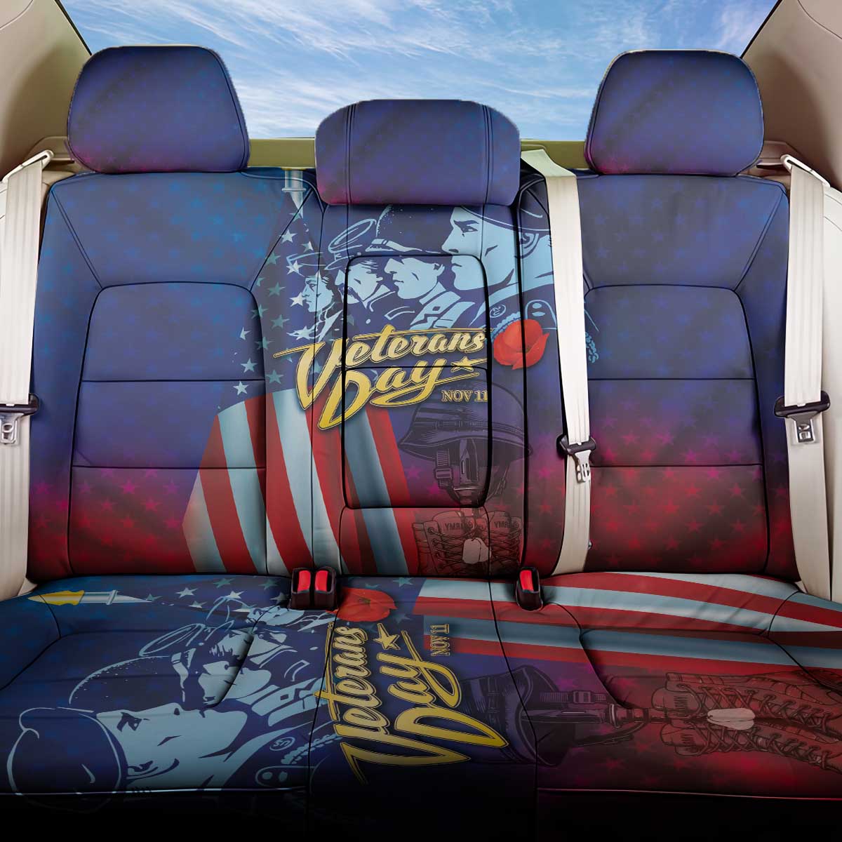 Veterans Day Military Never Forget Forever Honor Back Car Seat Cover - Wonder Print Shop