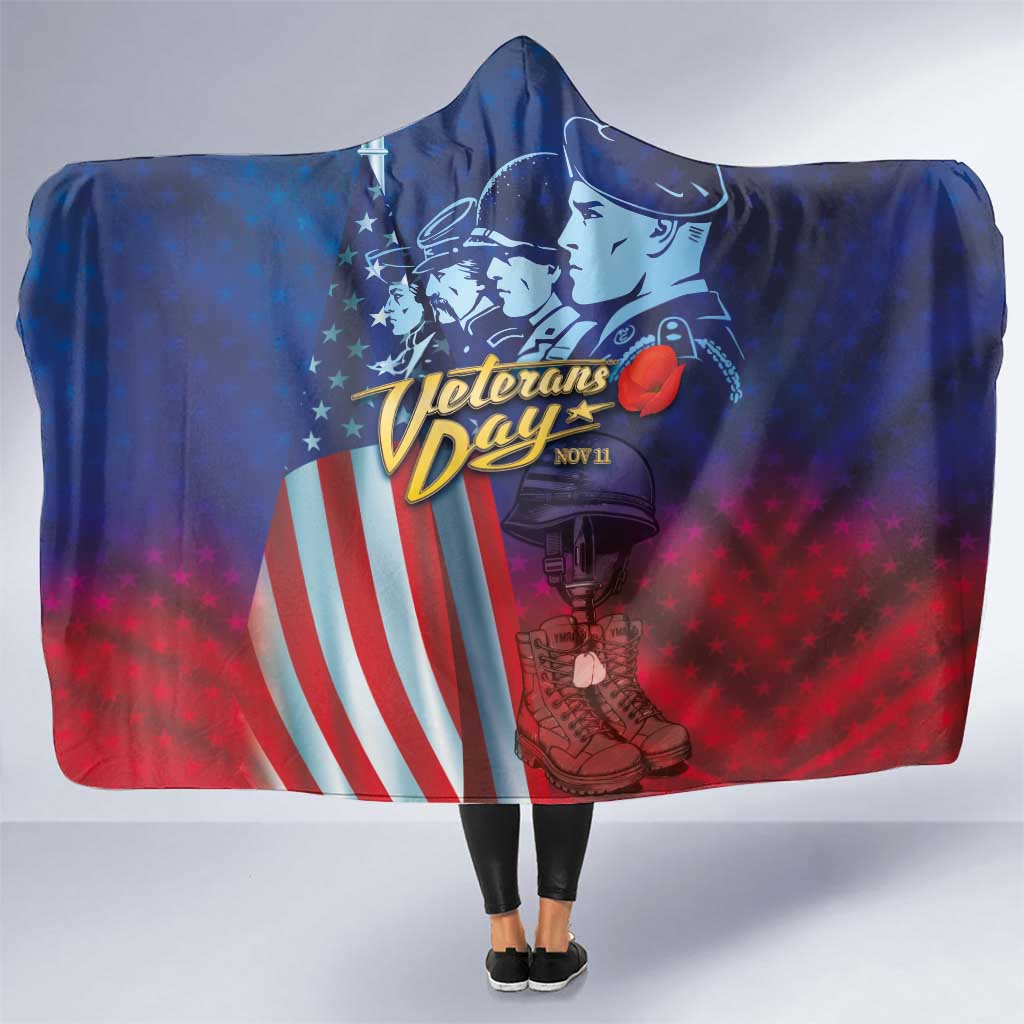 Veterans Day Military Never Forget Forever Honor Hooded Blanket