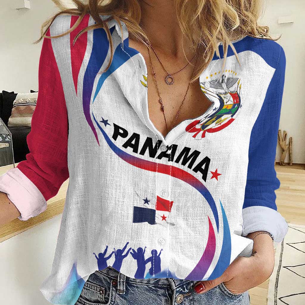 Panama Independence Day Women Casual Shirt Coat of Arms and Freedom