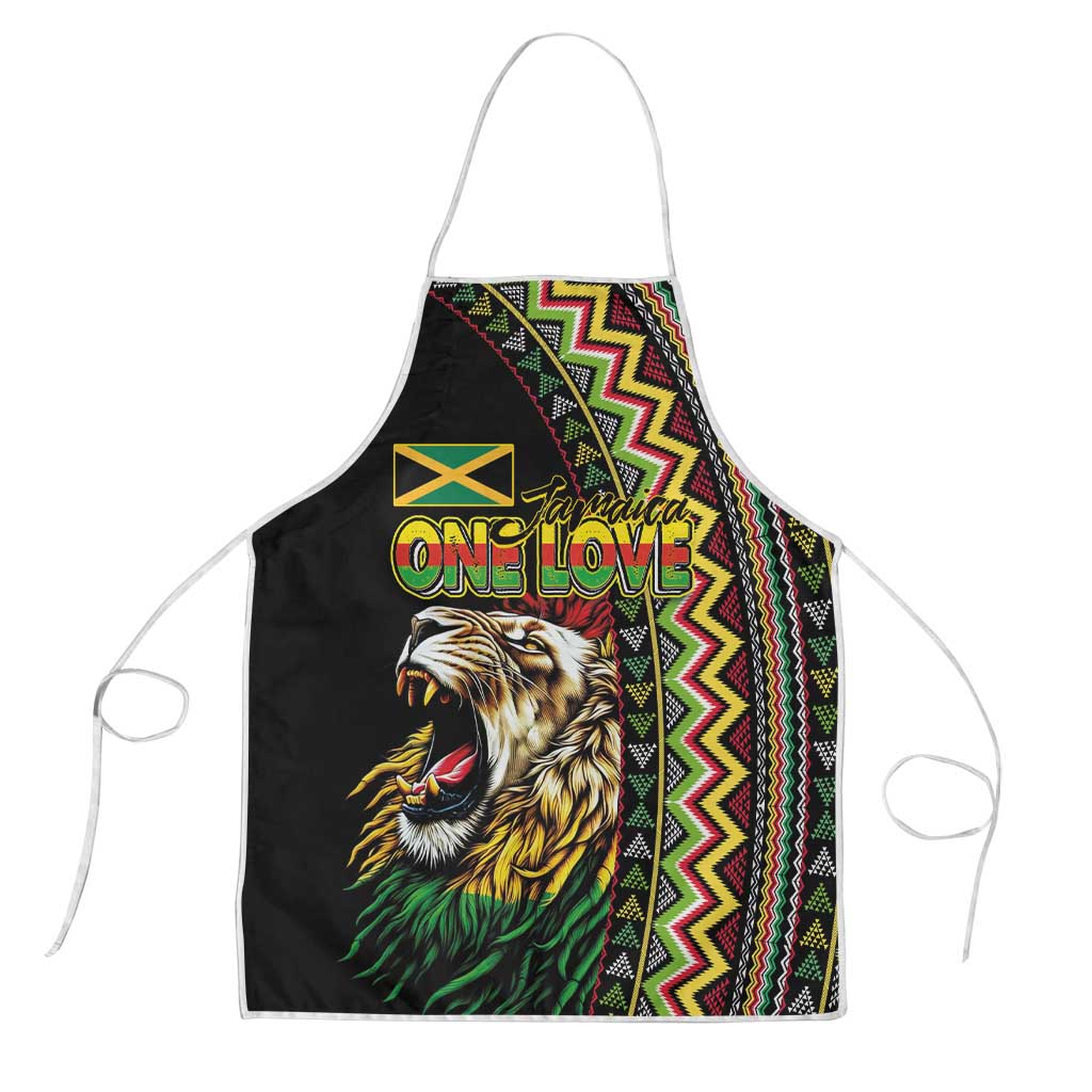 Jamaican Reggae-One Love Apron Tribal African Pattern and Roaring Lion - Wonder Print Shop