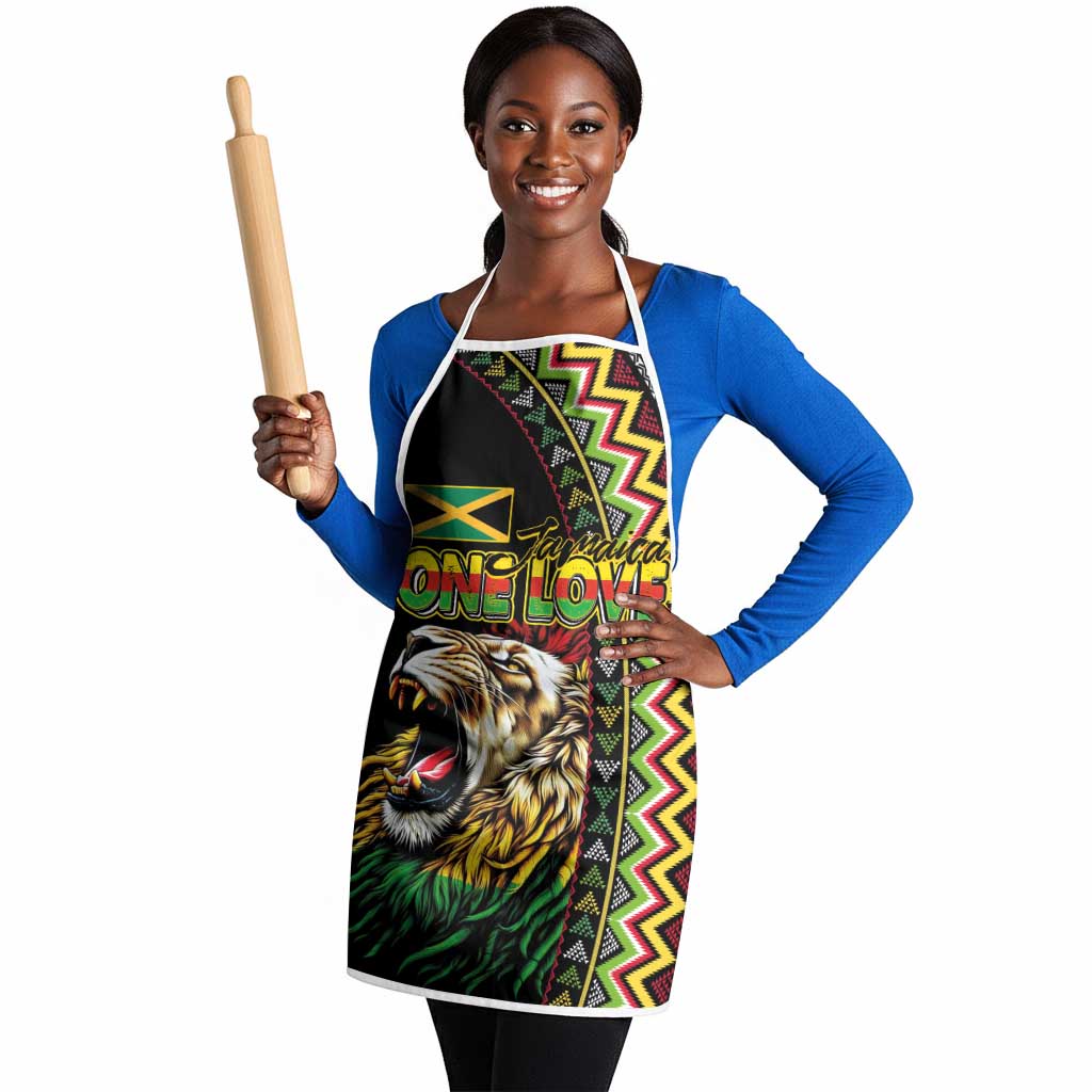 Jamaican Reggae-One Love Apron Tribal African Pattern and Roaring Lion - Wonder Print Shop