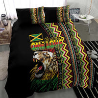 Jamaican Reggae-One Love Bedding Set Tribal African Pattern and Roaring Lion - Wonder Print Shop