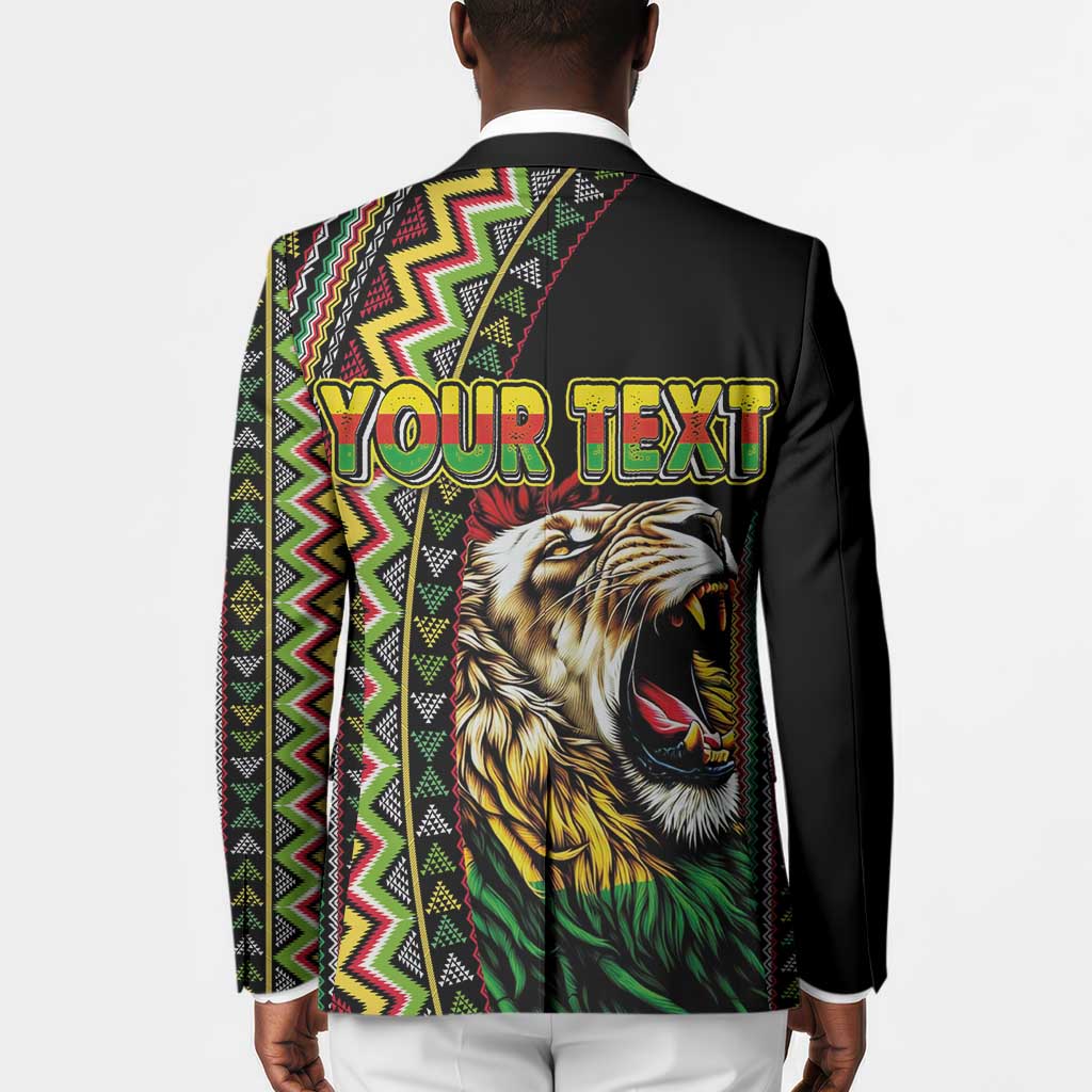 Personalized Jamaican Reggae-One Love Blazer Tribal African Pattern and Roaring Lion - Wonder Print Shop