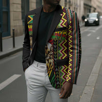Personalized Jamaican Reggae-One Love Blazer Tribal African Pattern and Roaring Lion - Wonder Print Shop