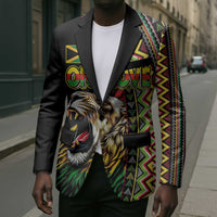 Personalized Jamaican Reggae-One Love Blazer Tribal African Pattern and Roaring Lion - Wonder Print Shop