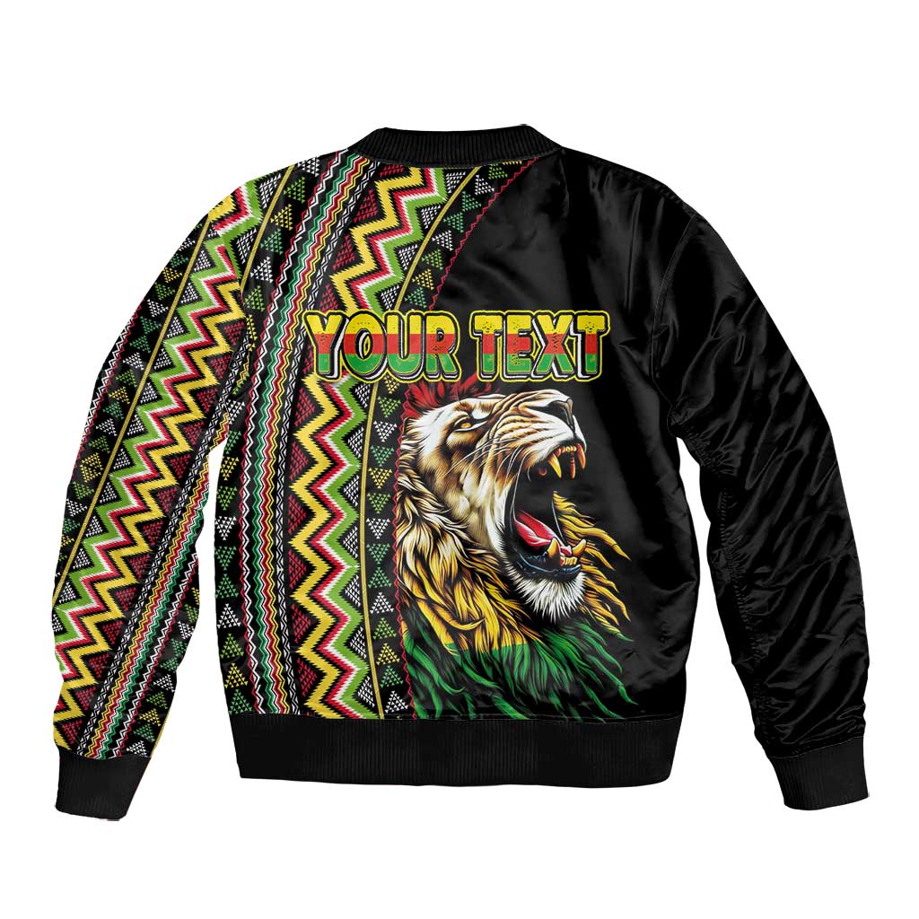 Personalized Jamaican Reggae-One Love Bomber Jacket Tribal African Pattern and Roaring Lion - Wonder Print Shop