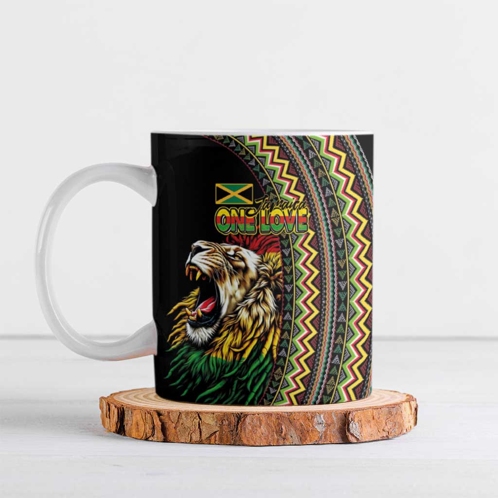 Jamaican Reggae-One Love Ceramic Mug Tribal African Pattern and Roaring Lion - Wonder Print Shop