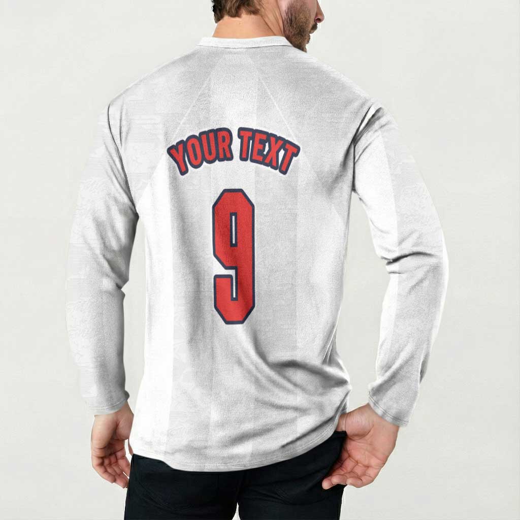 Custom England Football Button Sweatshirt Retro-Modern Combination Style