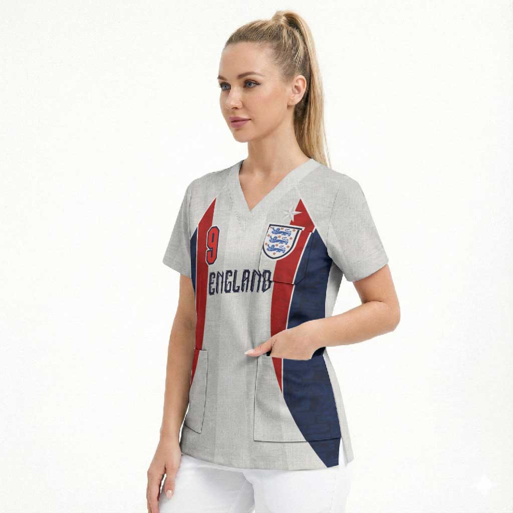 Custom England Football Scrub Top Retro-Modern Combination Style